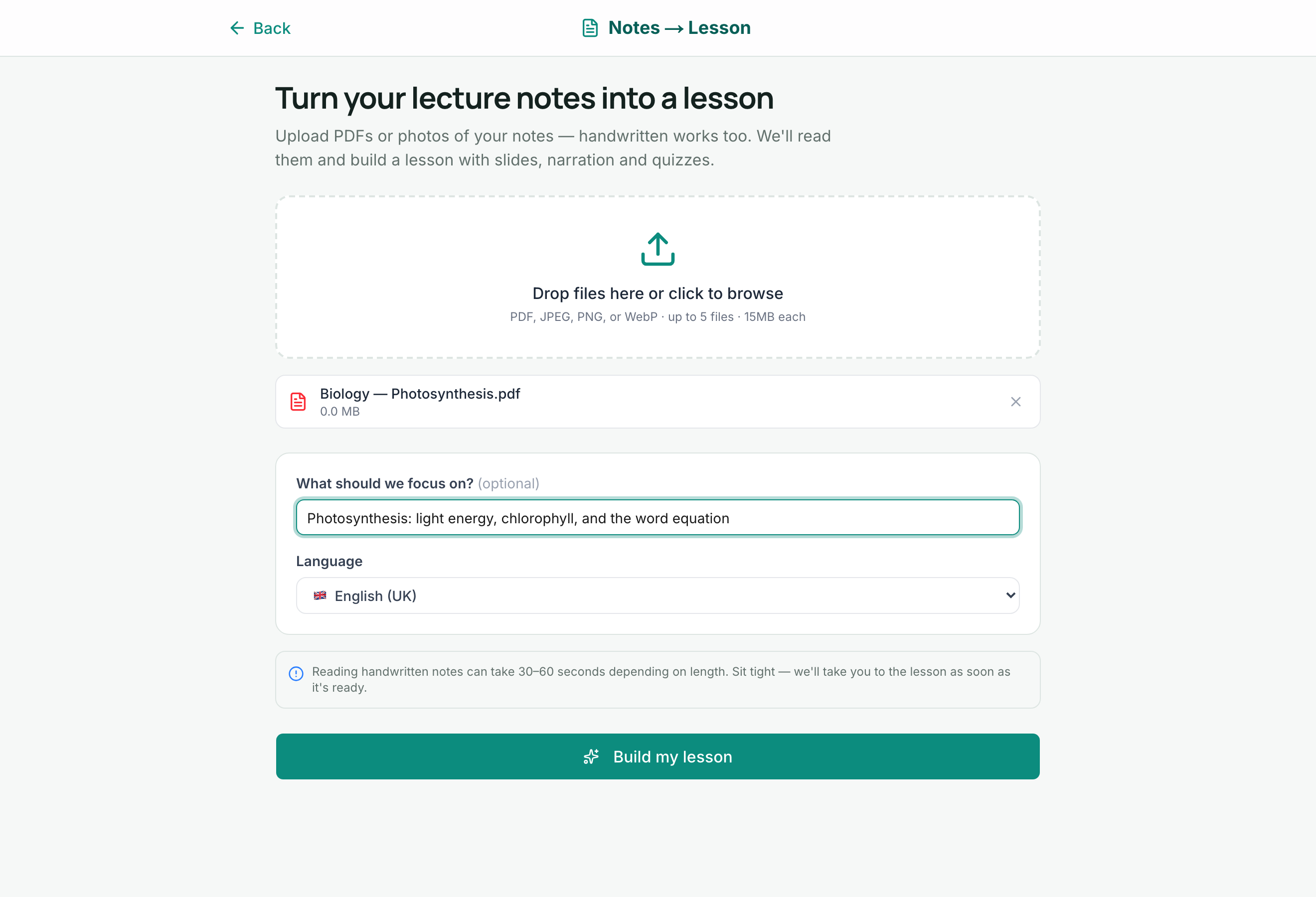 Notes to lesson